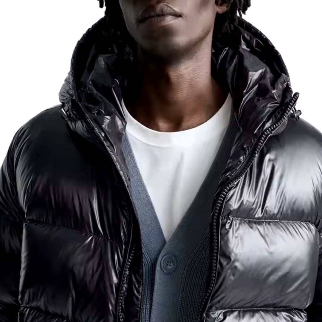 Men's Short Puffer Jacket | Hooded & Glossy Finish