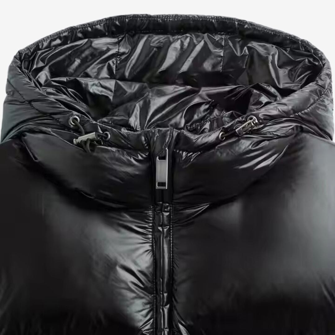 Men's Short Puffer Jacket | Hooded & Glossy Finish