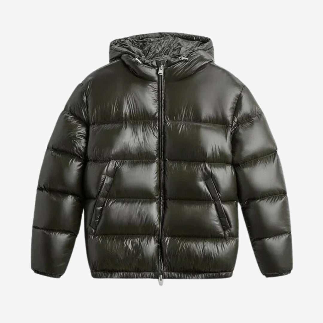 Men's Short Puffer Jacket | Hooded & Glossy Finish