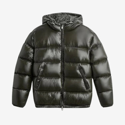 Men's Short Puffer Jacket | Hooded & Glossy Finish