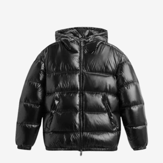 Men's Short Puffer Jacket | Hooded & Glossy Finish
