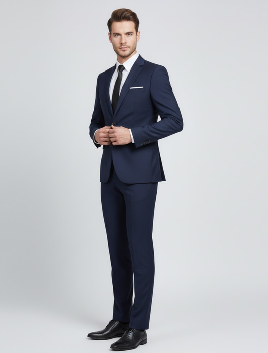 Men's Slim Fit Formal Suit Tailored Business Suit Button