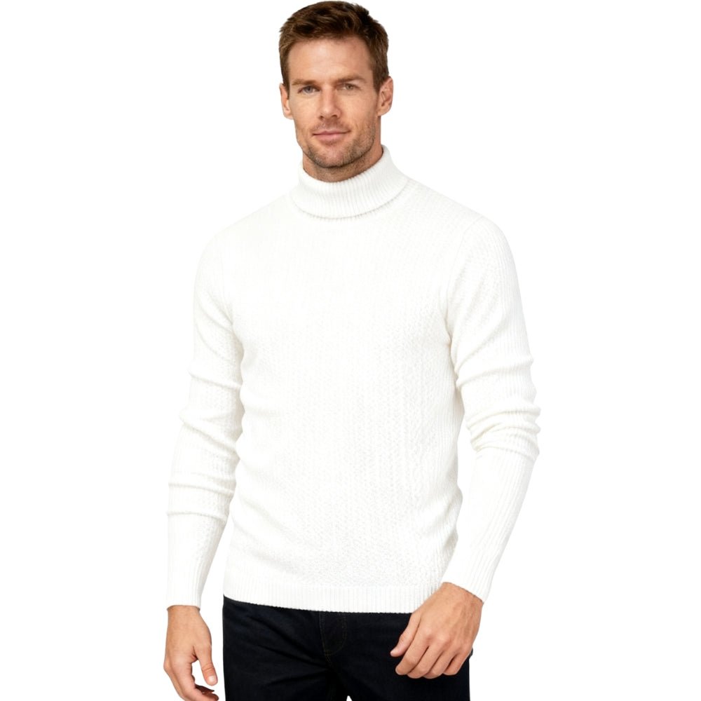 Men's Slim Fit Turtleneck Sweater Ribbed Collar Pullover