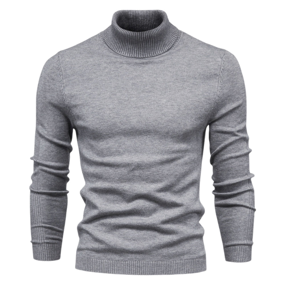 Men's Slim Fit Turtleneck Sweater Ribbed Collar Pullover