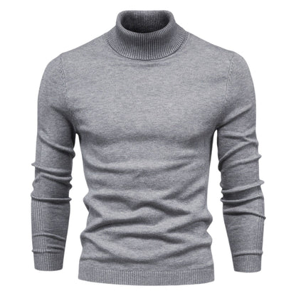 Men's Slim Fit Turtleneck Sweater Ribbed Collar Pullover