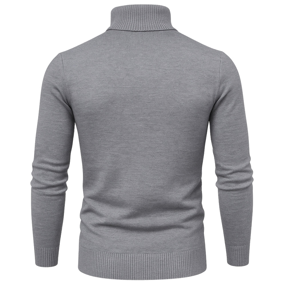 Men's Slim Fit Turtleneck Sweater Ribbed Collar Pullover