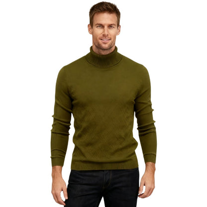 Men's Slim Fit Turtleneck Sweater Ribbed Collar Pullover