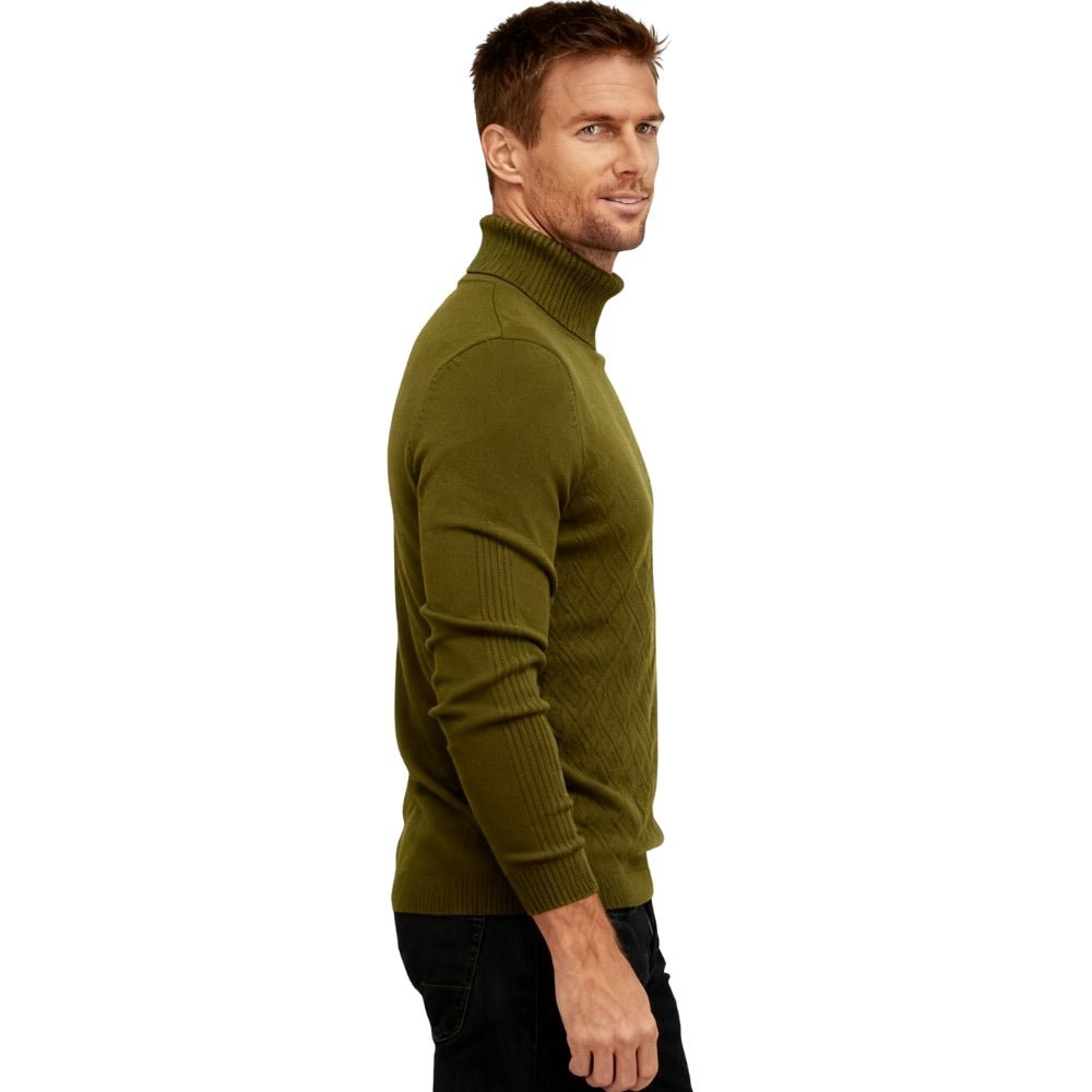 Men's Slim Fit Turtleneck Sweater Ribbed Collar Pullover