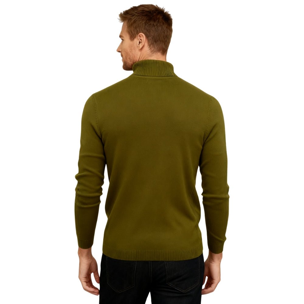 Men's Slim Fit Turtleneck Sweater Ribbed Collar Pullover