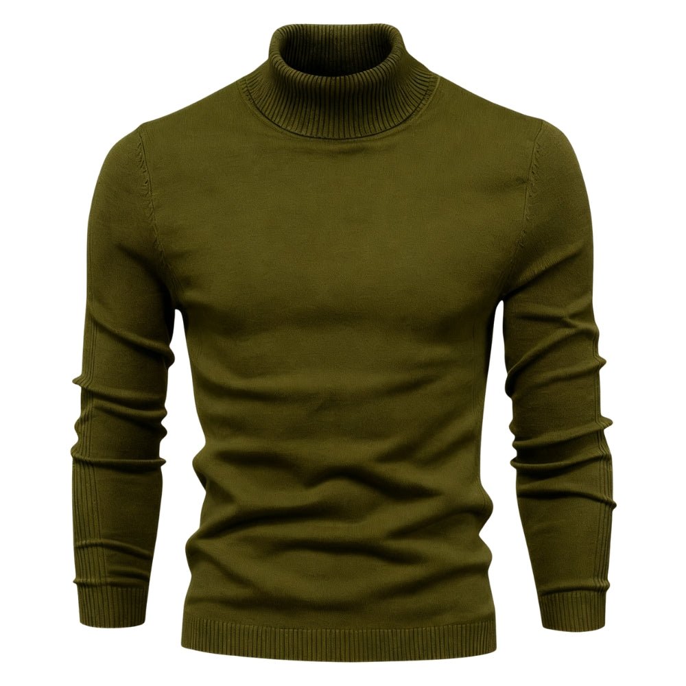 Men's Slim Fit Turtleneck Sweater Ribbed Collar Pullover