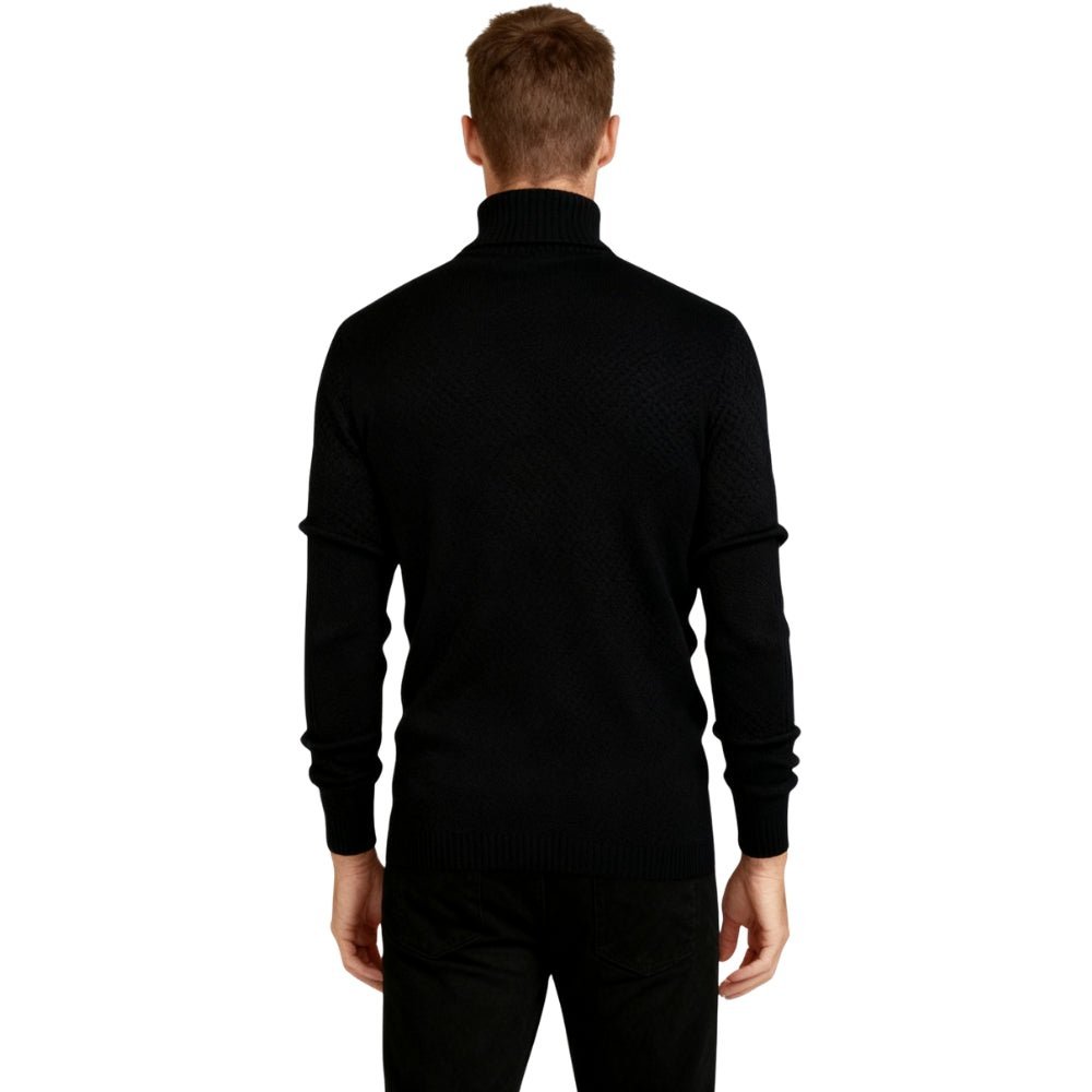 Men's Slim Fit Turtleneck Sweater Ribbed Collar Pullover