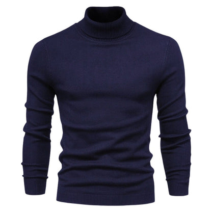 Men's Slim Fit Turtleneck Sweater Ribbed Collar Pullover