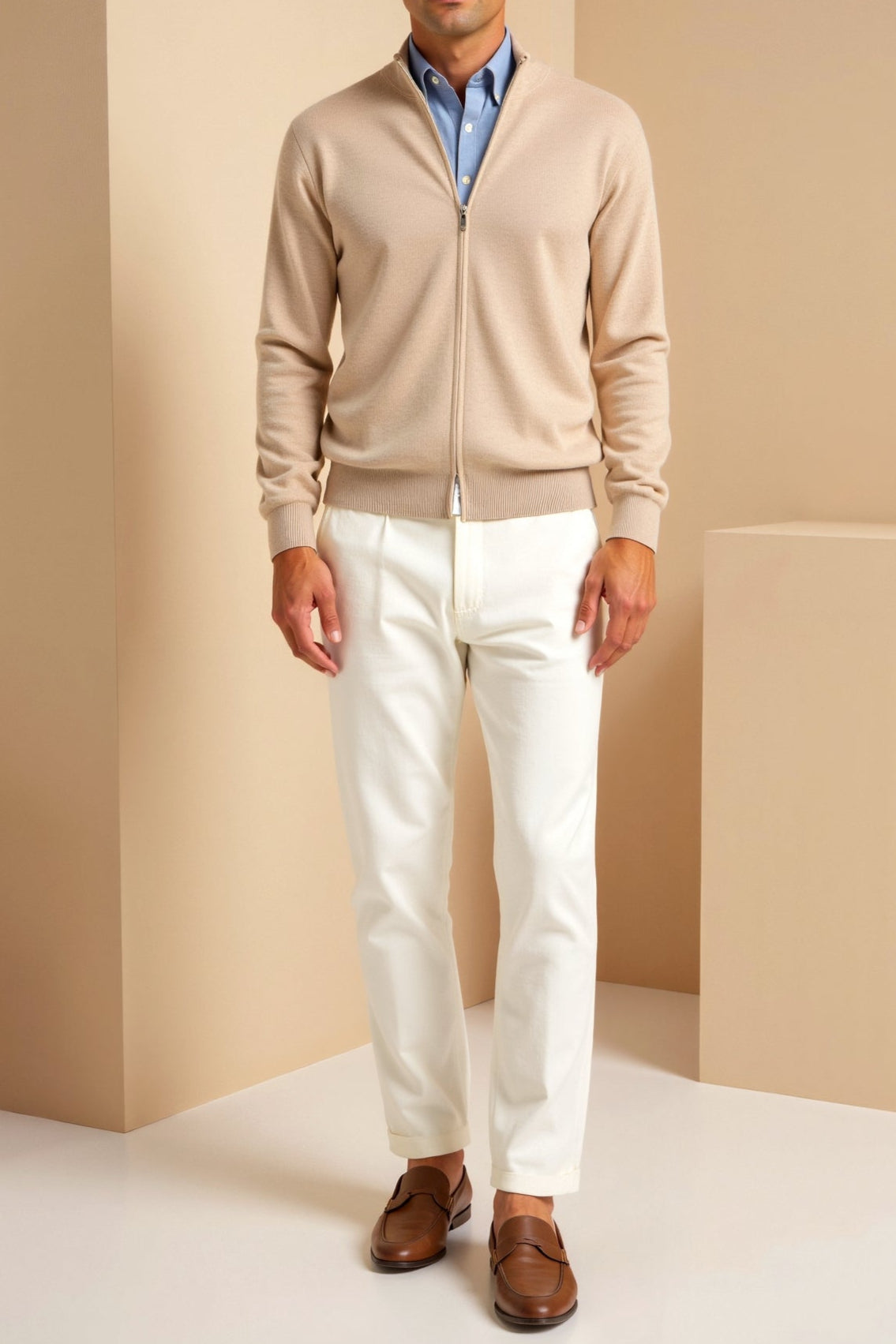 Men's Slim Fit Zip Jacket - Stylish Stand-Up Collar