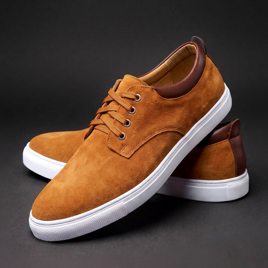 Men's Sneakers Lace Up Padded Collar Rubber Sole with Brushed Finish