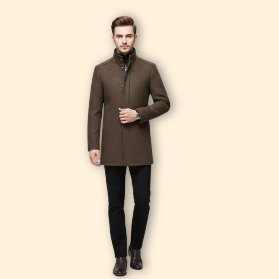 Men's Stand Up Collar Coat | Warm & Quilted Lining