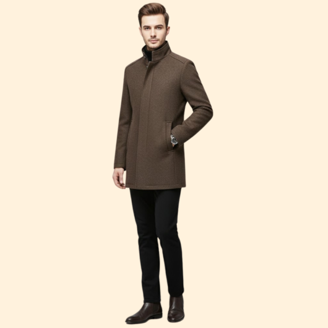Men's Stand Up Collar Coat | Warm & Quilted Lining