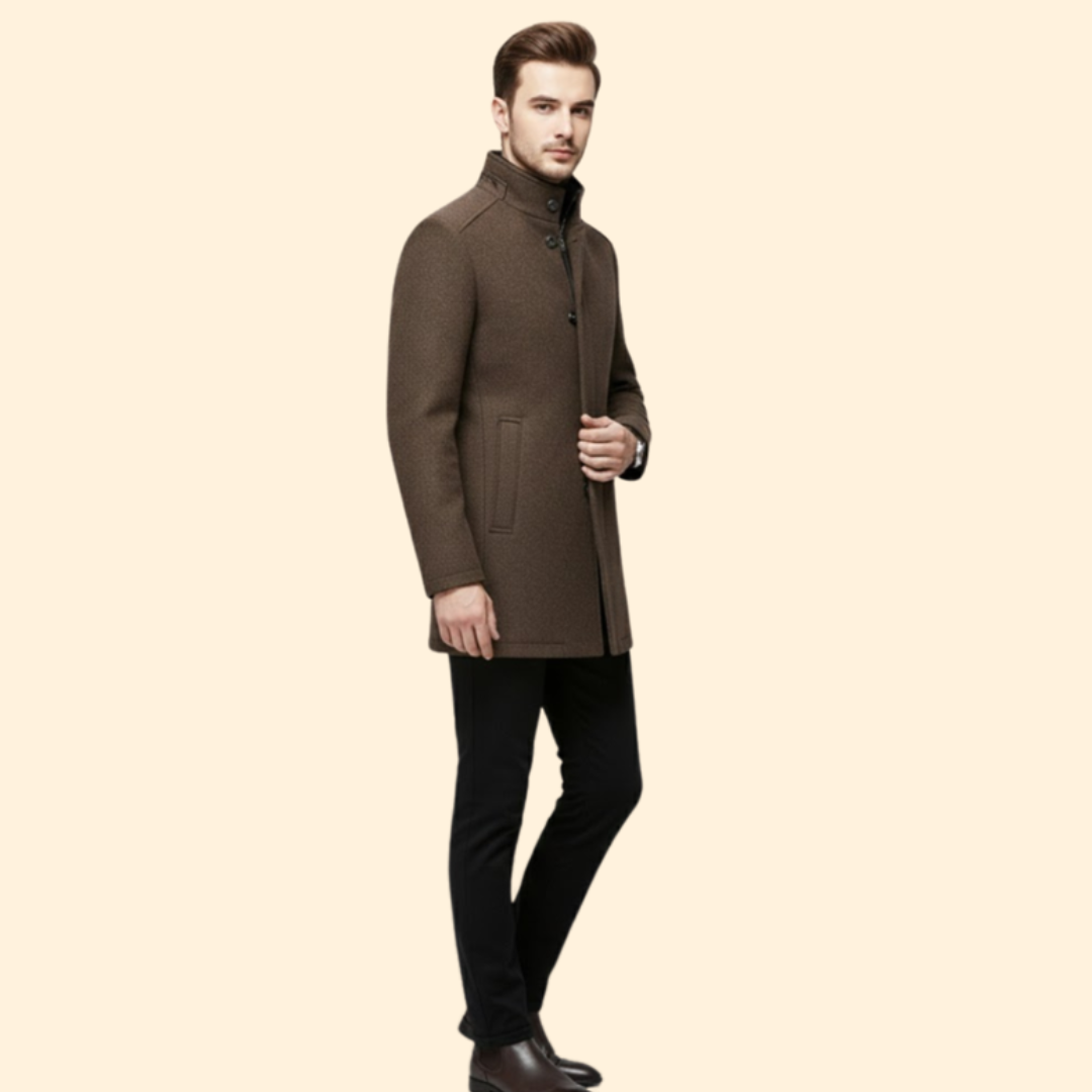 Men's Stand Up Collar Coat | Warm & Quilted Lining
