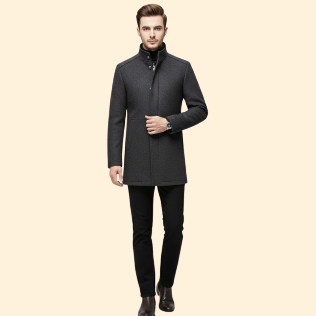 Men's Stand Up Collar Coat | Warm & Quilted Lining