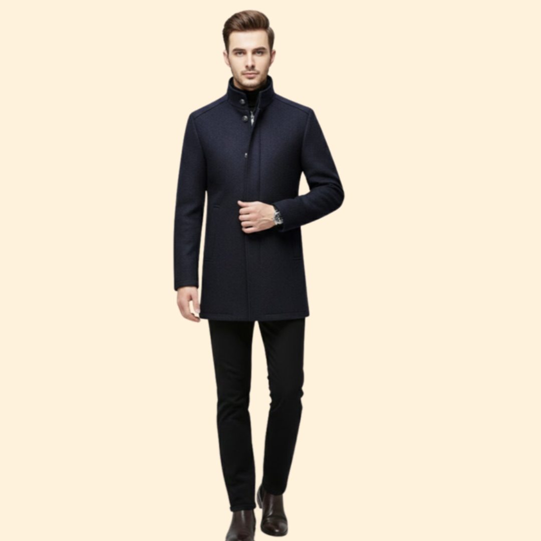 Men's Stand Up Collar Coat | Warm & Quilted Lining
