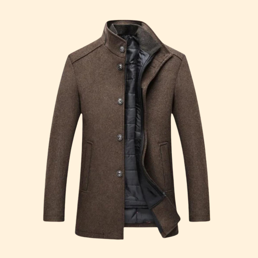 Men's Stand Up Collar Coat | Warm & Quilted Lining