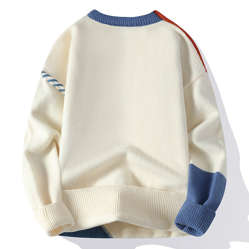 Men's Sweater Cable Knit Pocket Panel Relaxed with Whipstitch Seams
