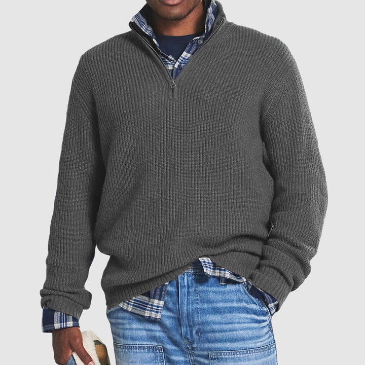 Men's Sweater | Quarter-Zip Ribbed Collar