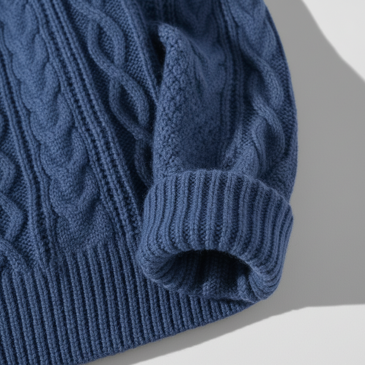 Men's Sweater Ribbed Crew Neckline Diamond Lattice with Stretch Knit