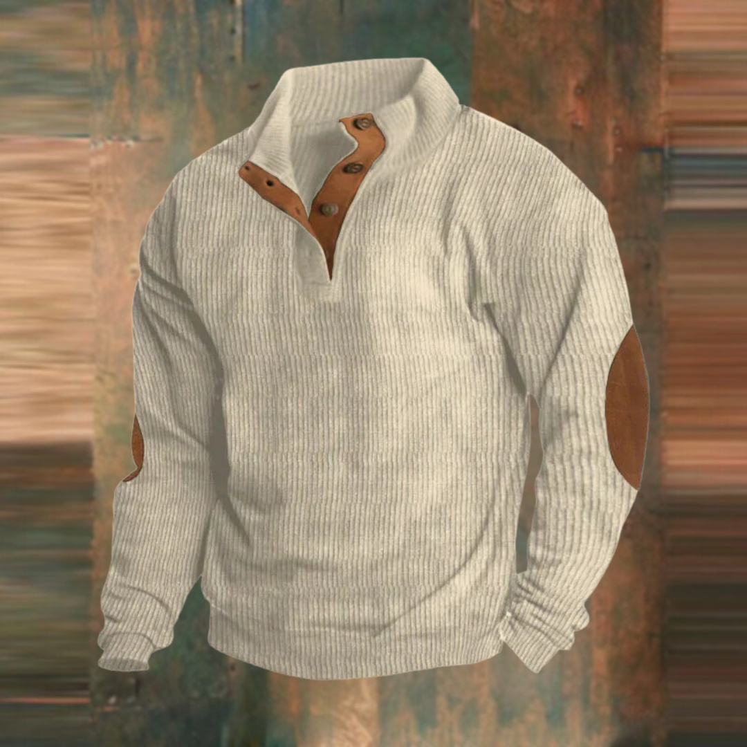 Men's Sweater | Ribbed Knit & Button Collar