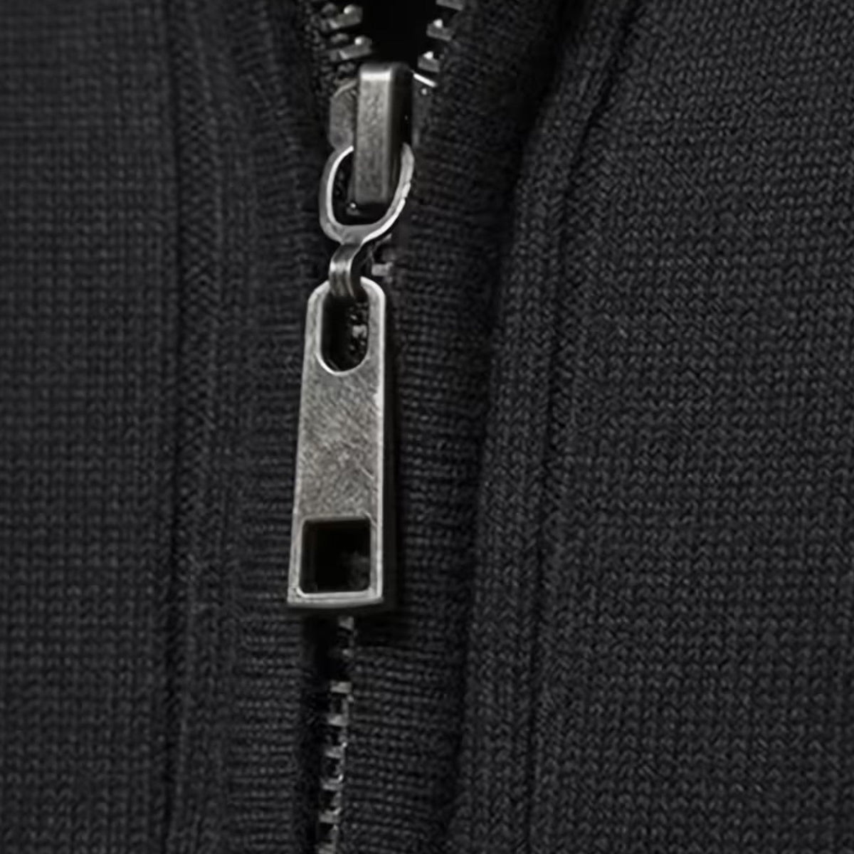 Men's Sweater Zip Up Knit Minimalist Design Stretch with Ribbed Hem