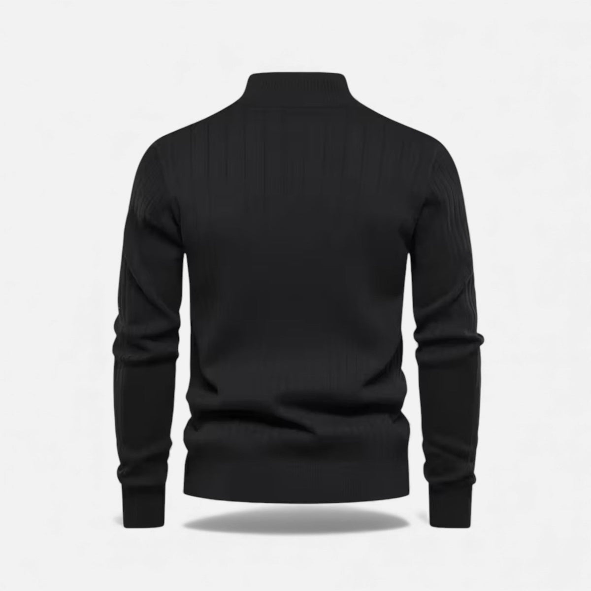 Men's Sweater Zip Up Knit Minimalist Design Stretch with Ribbed Hem