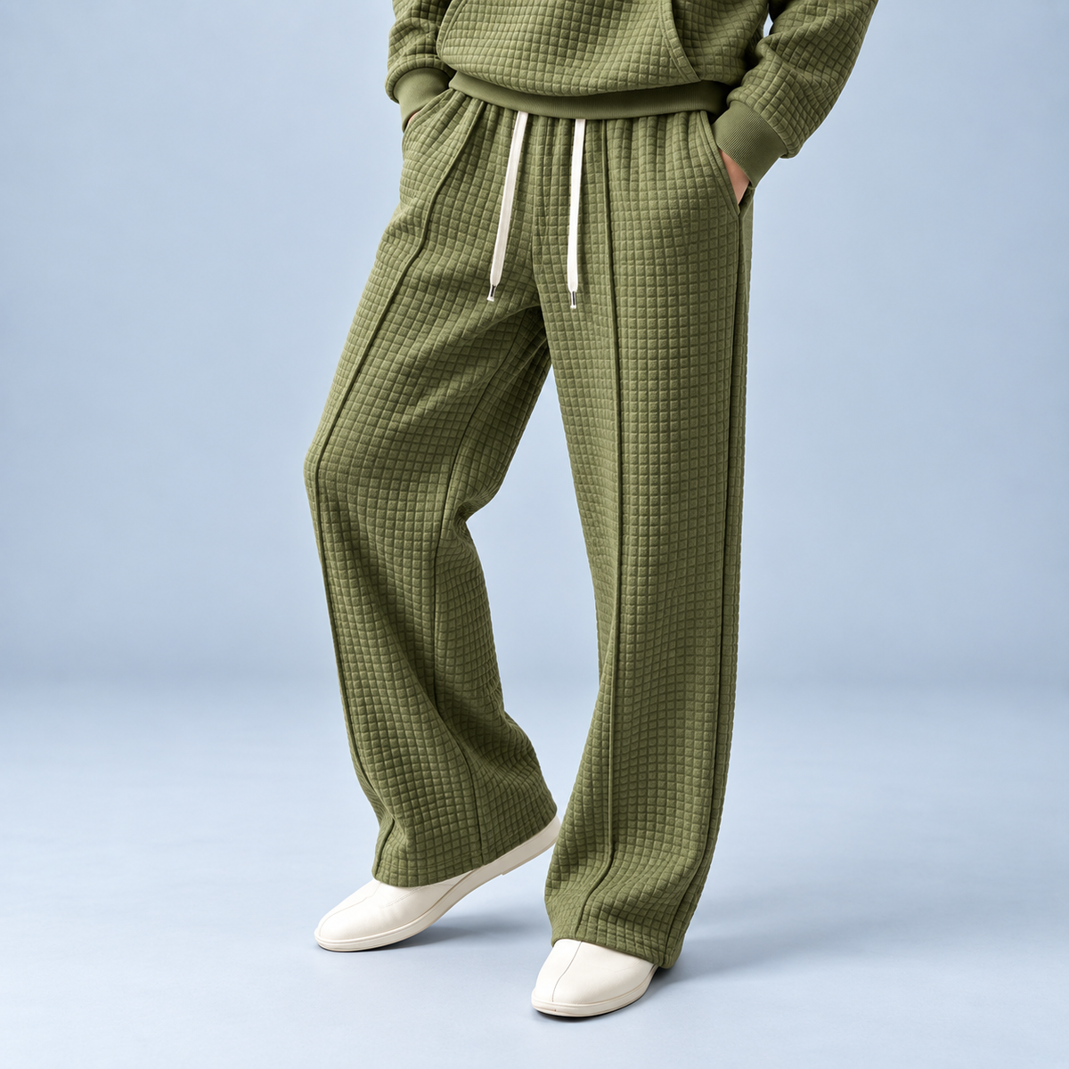 Men's Sweatpants Waffle Knit Baggy Fit Straight Leg with Deep Pockets