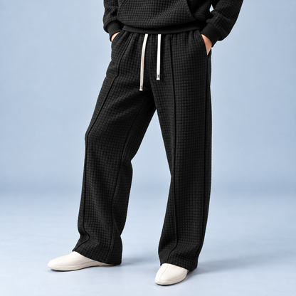 Men's Sweatpants Waffle Knit Baggy Fit Straight Leg with Deep Pockets