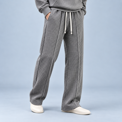 Men's Sweatpants Waffle Knit Baggy Fit Straight Leg with Deep Pockets