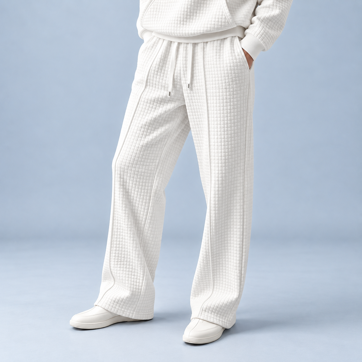 Men's Sweatpants Waffle Knit Baggy Fit Straight Leg with Deep Pockets