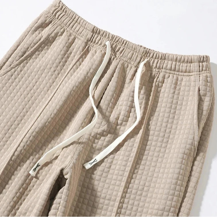Men's Sweatpants Waffle Knit Baggy Fit Straight Leg with Deep Pockets