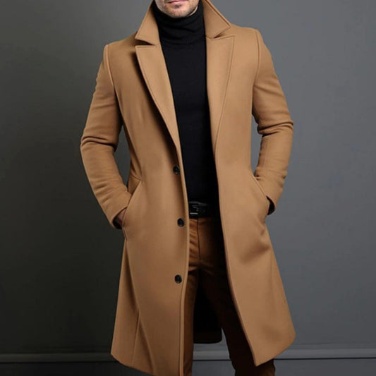 Men's Tailored Overcoat | Sharp Lapel & Long Fit