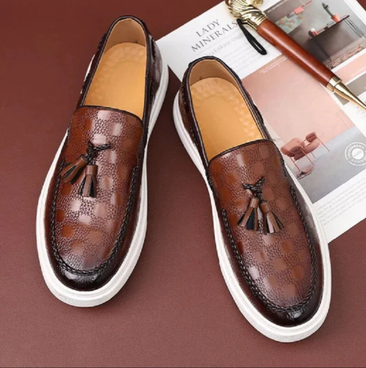 Men's Tassel Loafers Moc Toe Cushioned Footbed Shoes