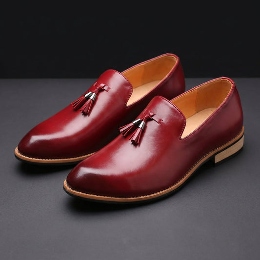 Men's Tassel Loafers Slip On Round Toe Dress Style with Cushioned Sole