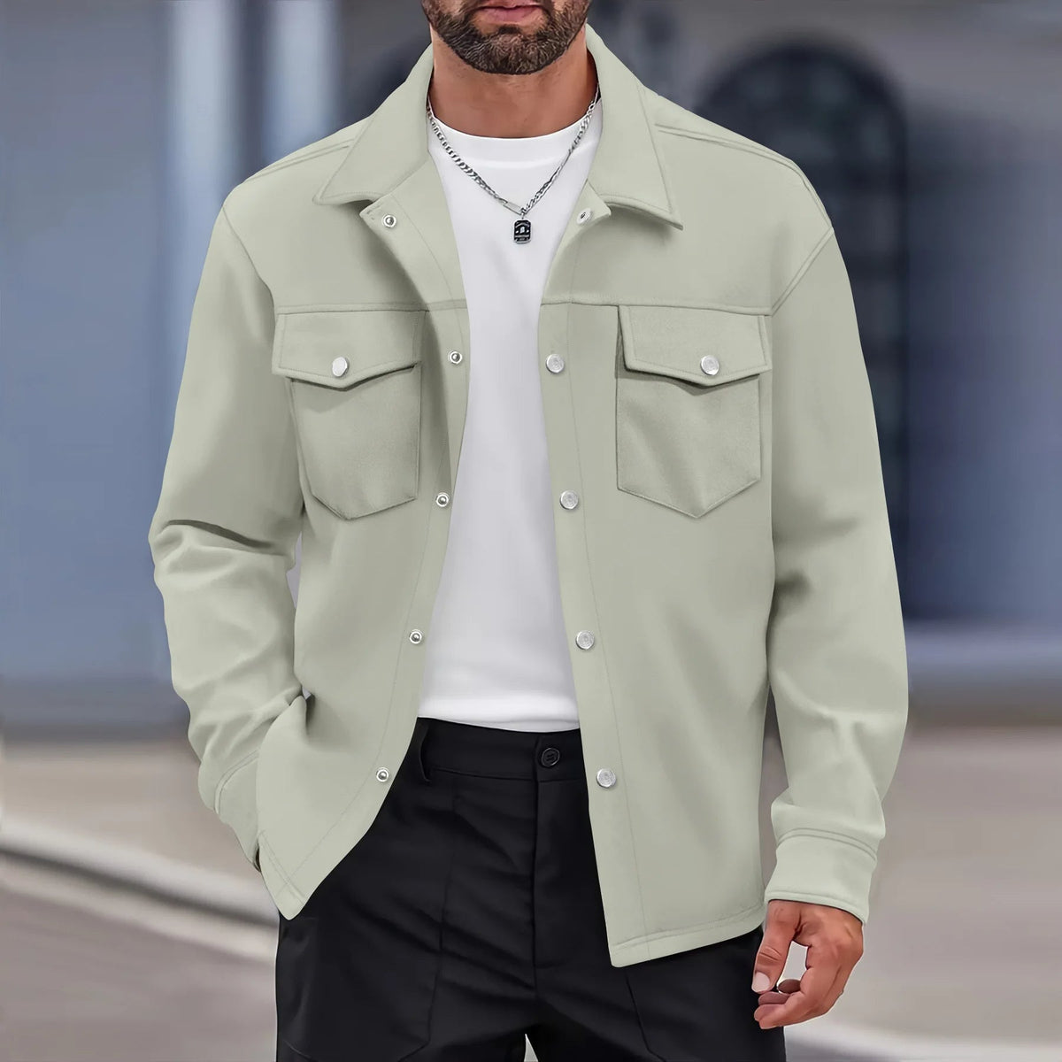 Men's Thick Jacket | Two Pockets & Long Sleeves