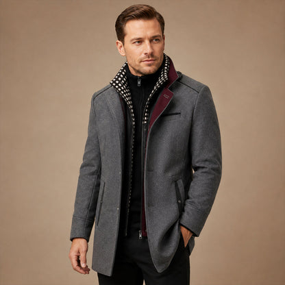 Men's Trench Coat | Stand Collar & Tailored Fit