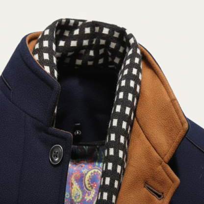Men's Trench Coat | Stand Collar & Tailored Fit
