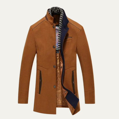 Men's Trench Coat | Stand Collar & Tailored Fit
