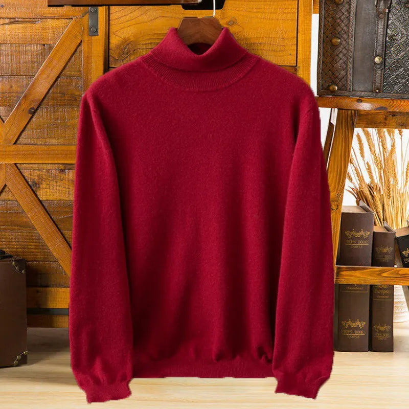Men's Turtleneck Jumper Ribbed Cuffs Regular Fit Knit