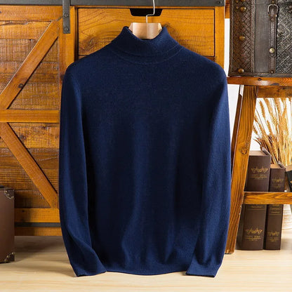 Men's Turtleneck Jumper Ribbed Cuffs Regular Fit Knit