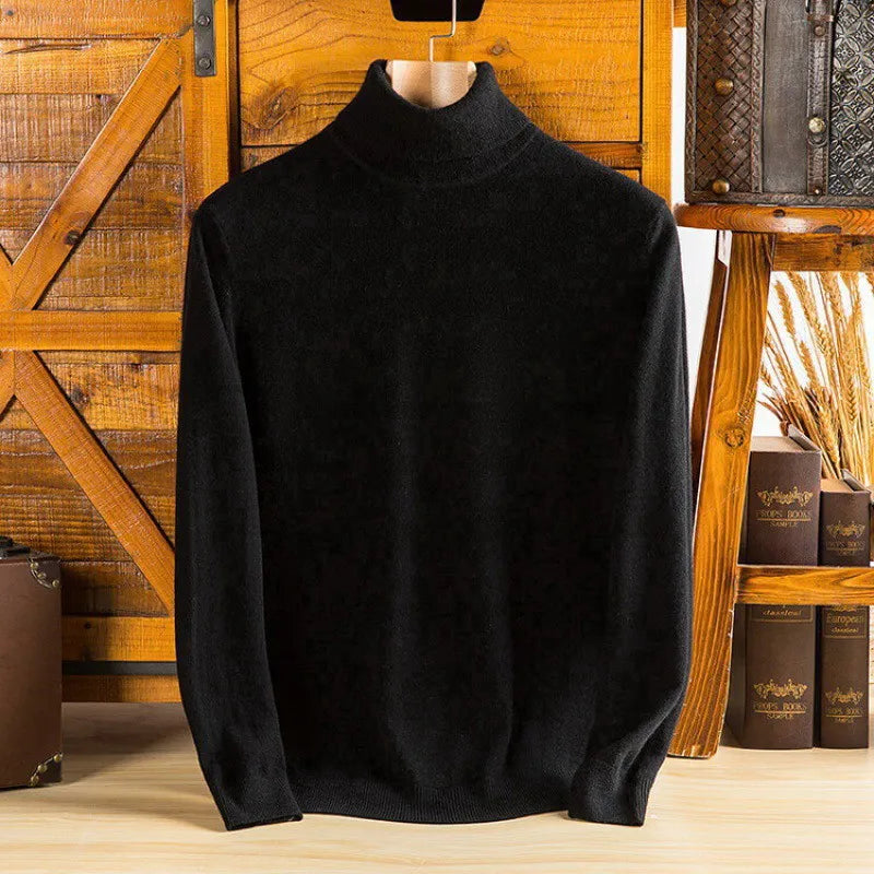Men's Turtleneck Jumper Ribbed Cuffs Regular Fit Knit