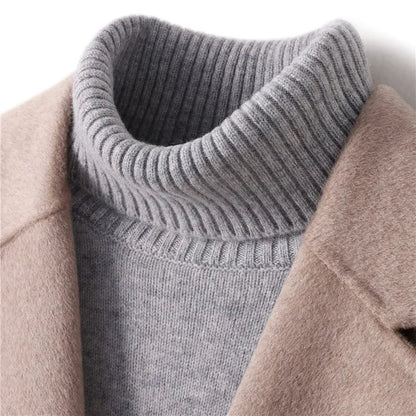 Men's Turtleneck Jumper Ribbed Cuffs Regular Fit Knit