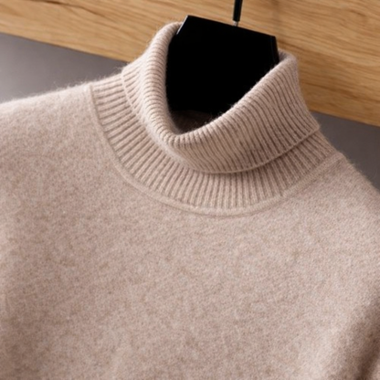 Men's Turtleneck Jumper Ribbed Cuffs Regular Fit Knit