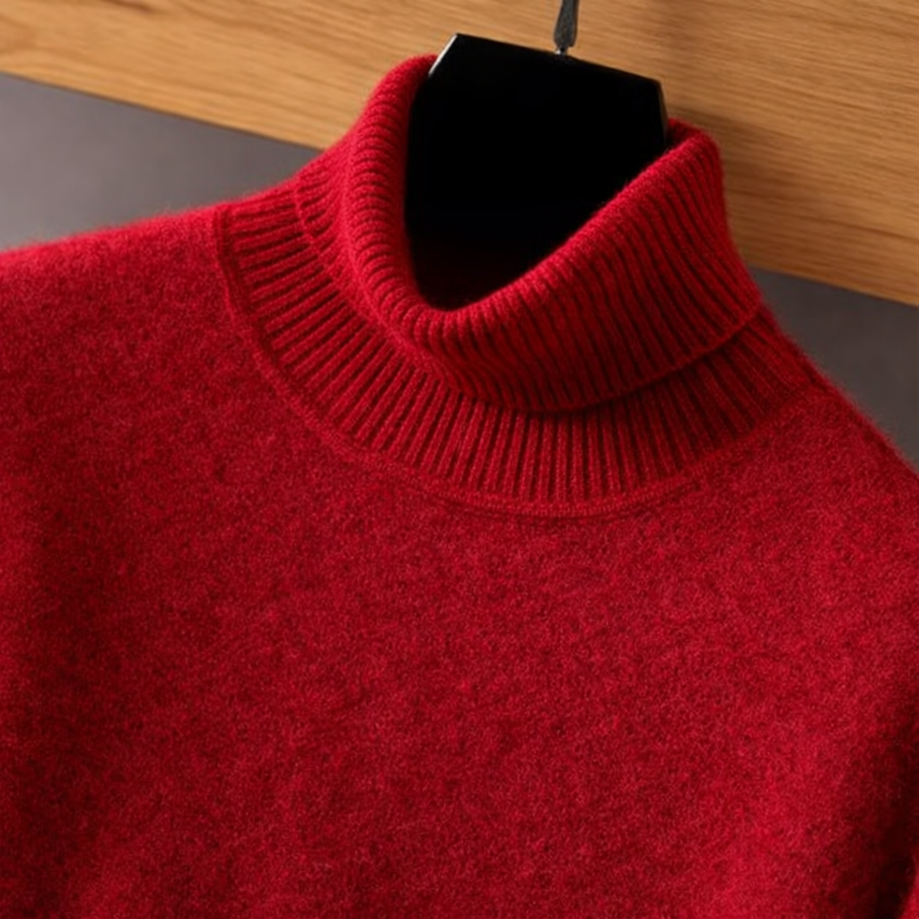 Men's Turtleneck Jumper Ribbed Cuffs Regular Fit Knit