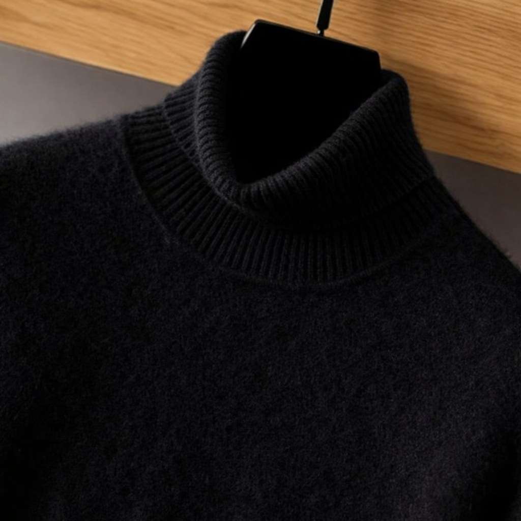 Men's Turtleneck Jumper Ribbed Cuffs Regular Fit Knit