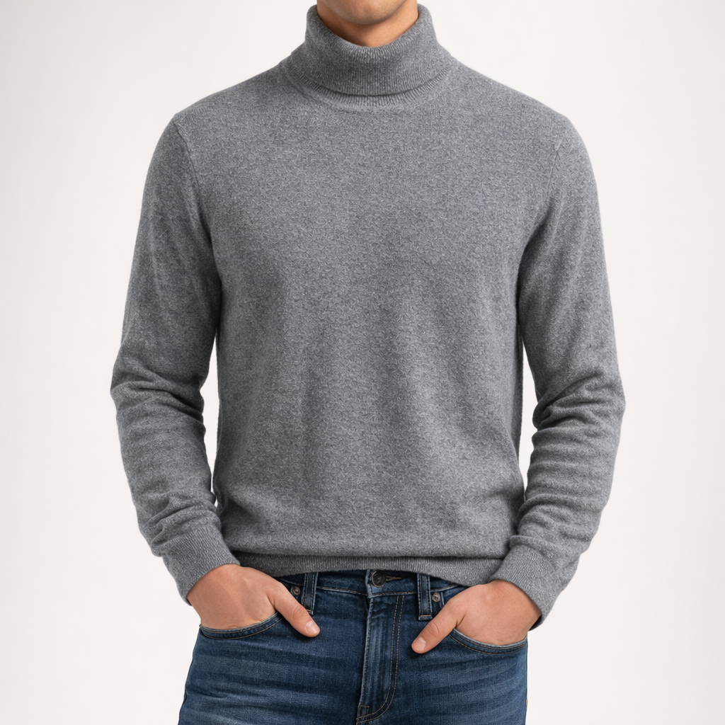 Men's Turtleneck Jumper Ribbed Cuffs Regular Fit Knit